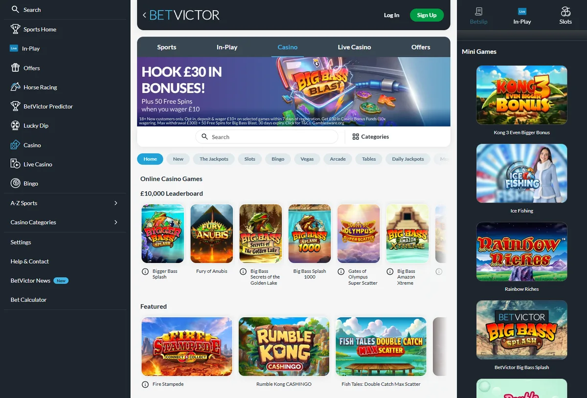 BetVictor casino lobby