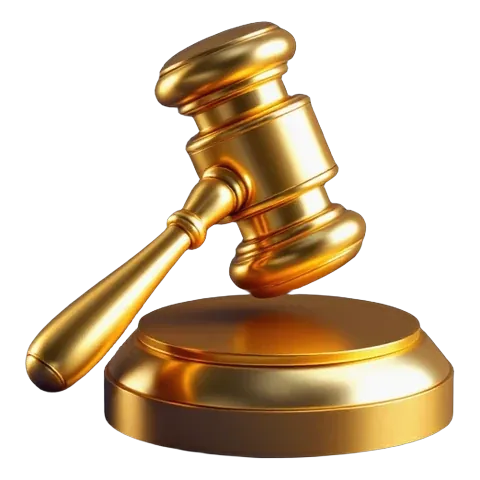 Casino won't pay out: a gold gavel resting on a sapphire block