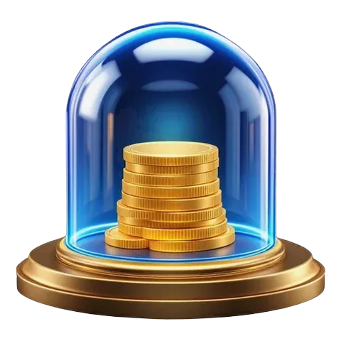 Gold coins under a sapphire glass dome: the value and the cap on a daily free spin