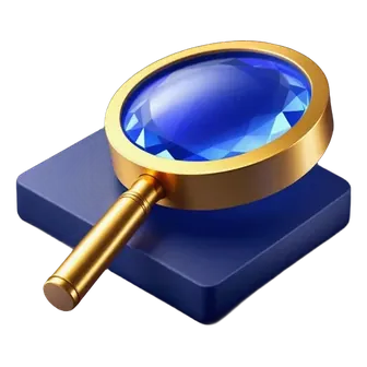 Gold magnifying glass with a blue lens