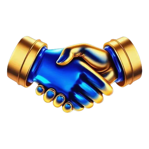 Affiliate disclosure: a gold handshake with sapphire cuffs