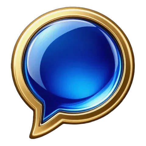 Contact SpinRewardz: a sapphire speech bubble with a gold rim