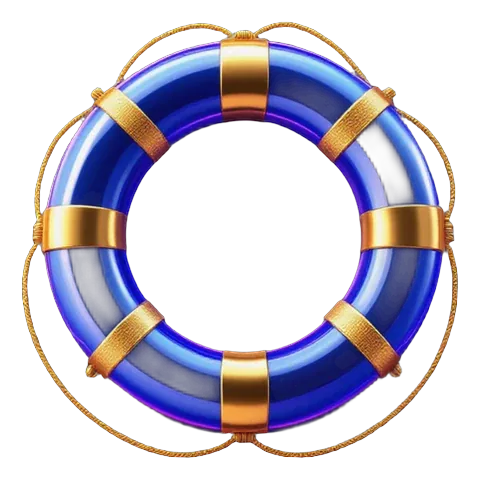 Responsible gambling: a blue and gold lifebuoy