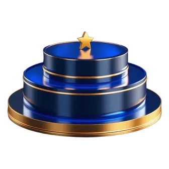 Blue and gold winners podium
