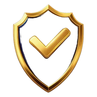 Blue shield with a gold check mark